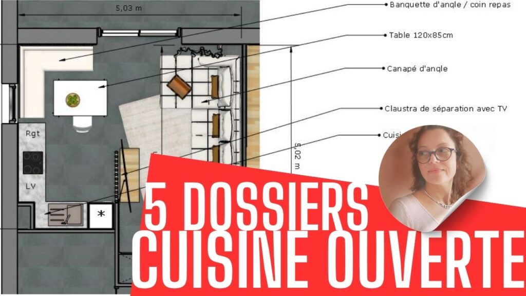 plan cuisine ouverte sur salon 20m2